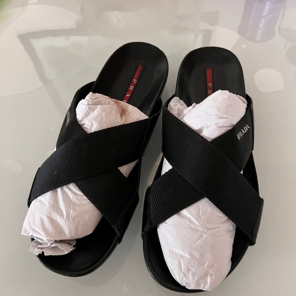 Prada Black Sandals Sleek Design - Picture 1 of 8